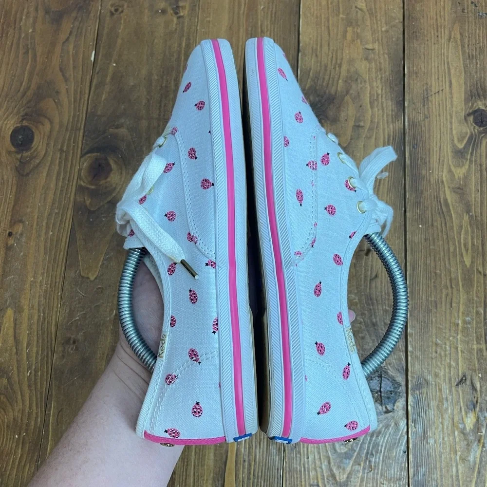 Keds x Kate Spade women’s size 7 white with pink lady bugs canvas shoes - Picture 6 of 10